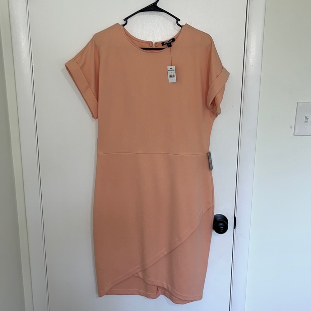 Peach midi sheath dress